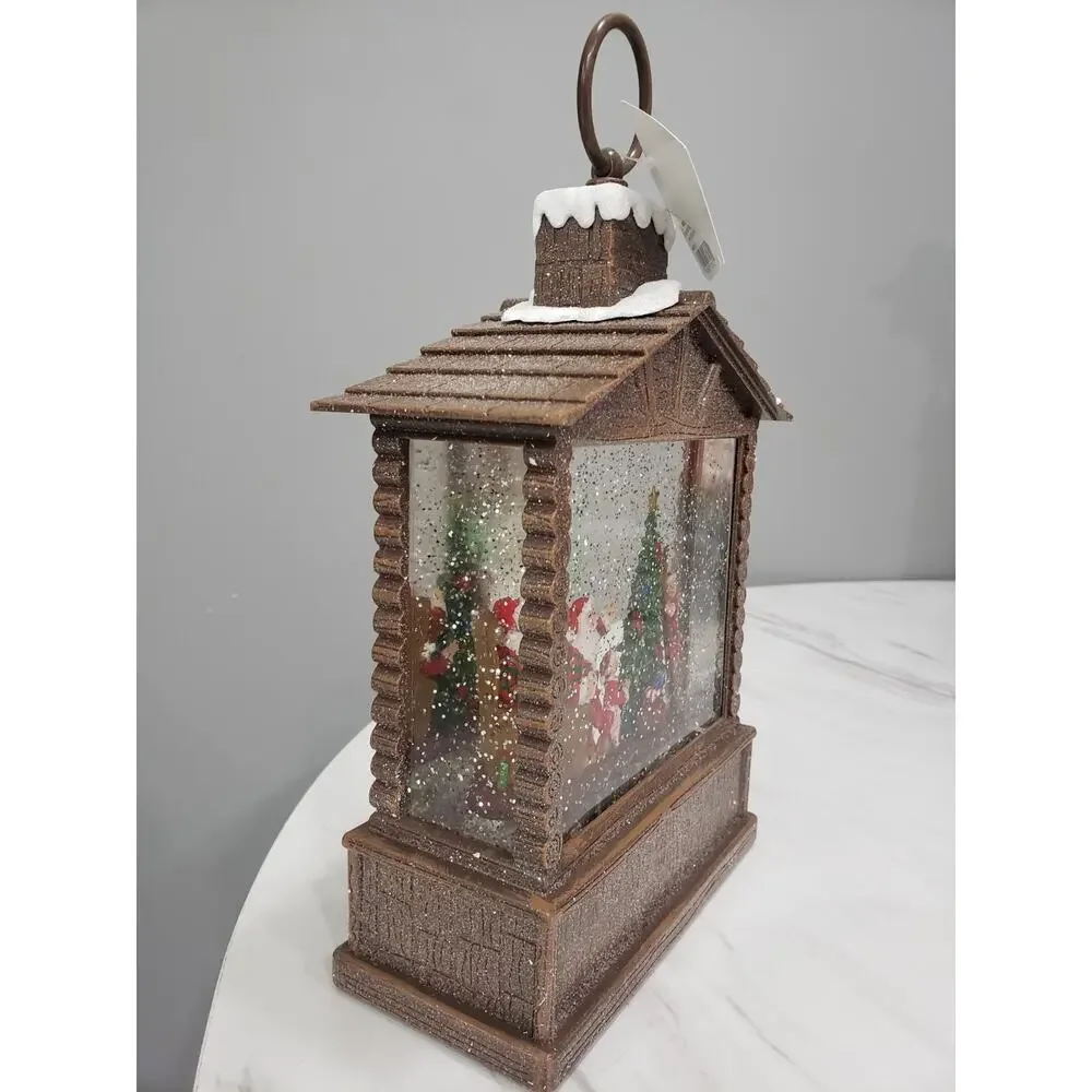 NEW RARE RAZ Imports Holiday Water Lantern Santa Elves Christmas Tree LIGHTS UP‎